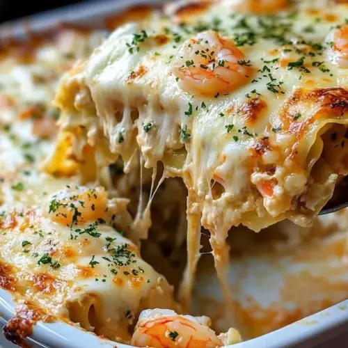 Oceanic Symphony Lasagna featuring seafood layers and rich flavors.