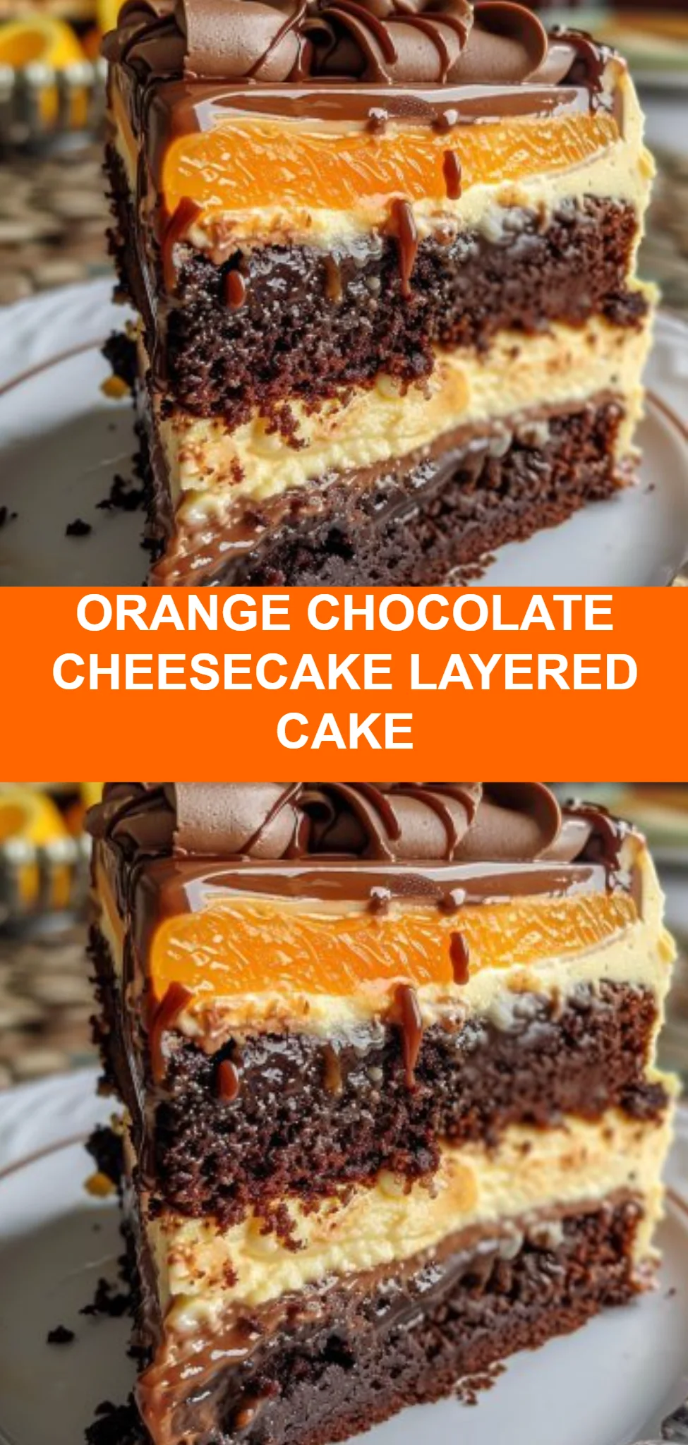 Orange Chocolate Cheesecake Layered Cake