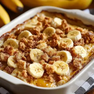 Delicious Overnight Banana French Toast Bake ready to serve for breakfast