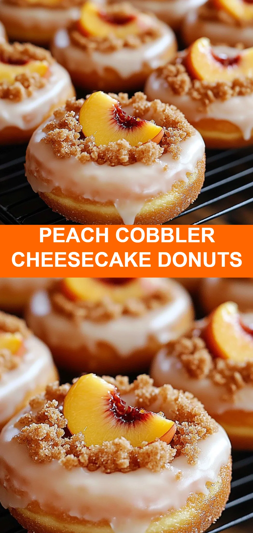 Peach Cobbler Cheesecake Donuts