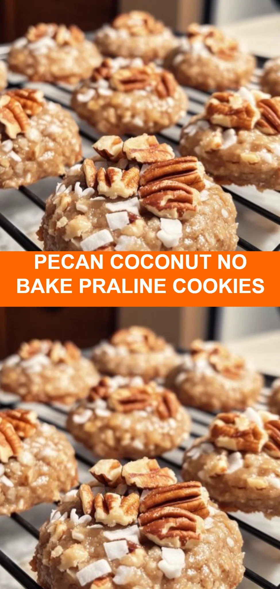 Pecan Coconut No Bake Praline Cookies