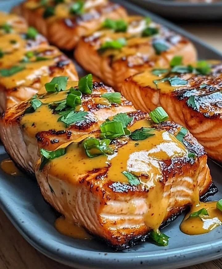 Delicious Perfect Bang Bang Salmon served with vibrant side dishes.