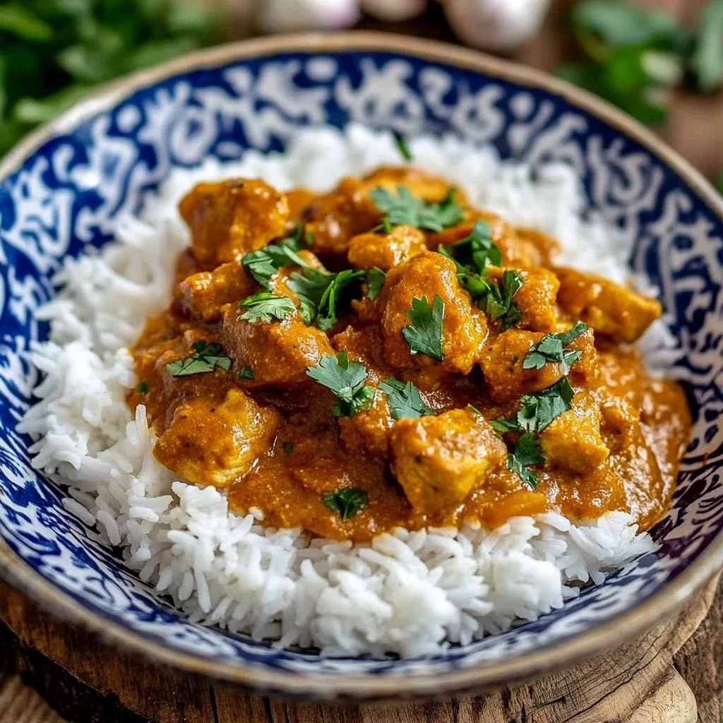 Delicious quick and flavorful chicken curry served in a bowl