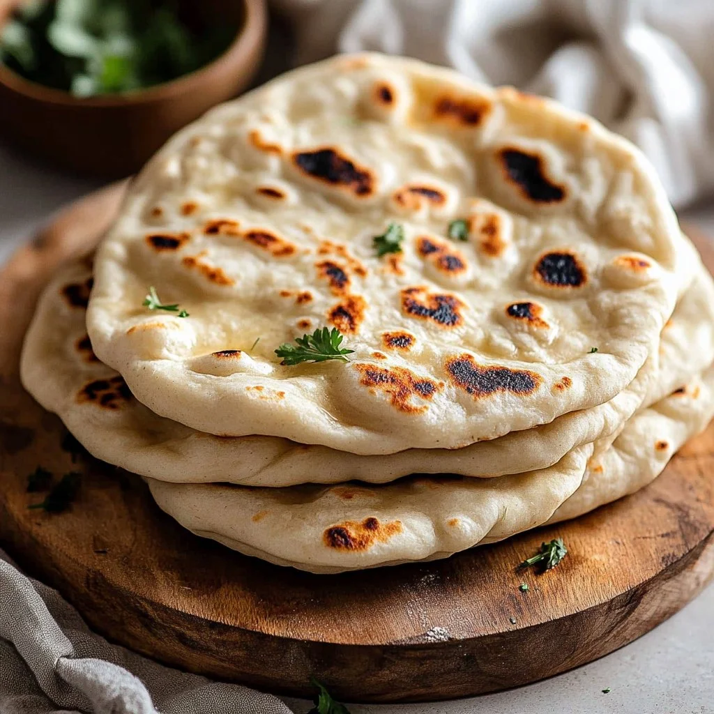 Quick and easy sourdough naan bread fresh out of the skillet