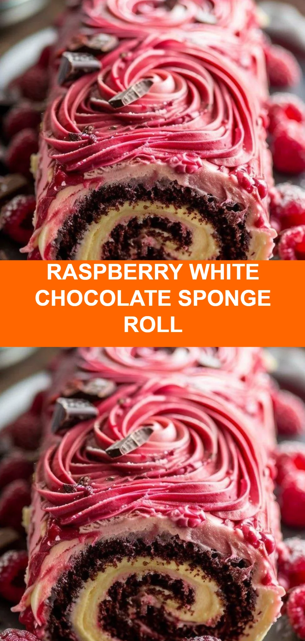 Raspberry White Chocolate Sponge Roll