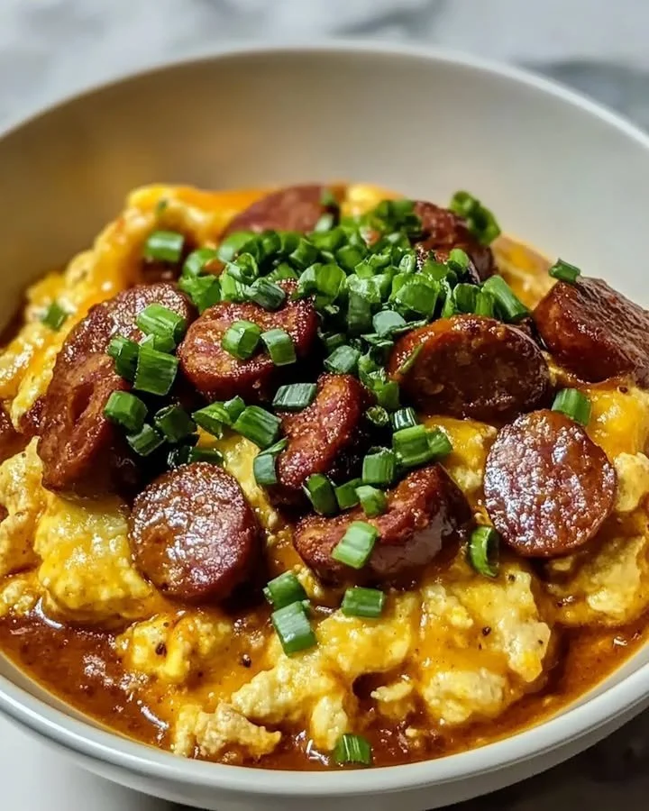 A bowl of Satsuma Breakfast Gumbo garnished with green onions and spices.