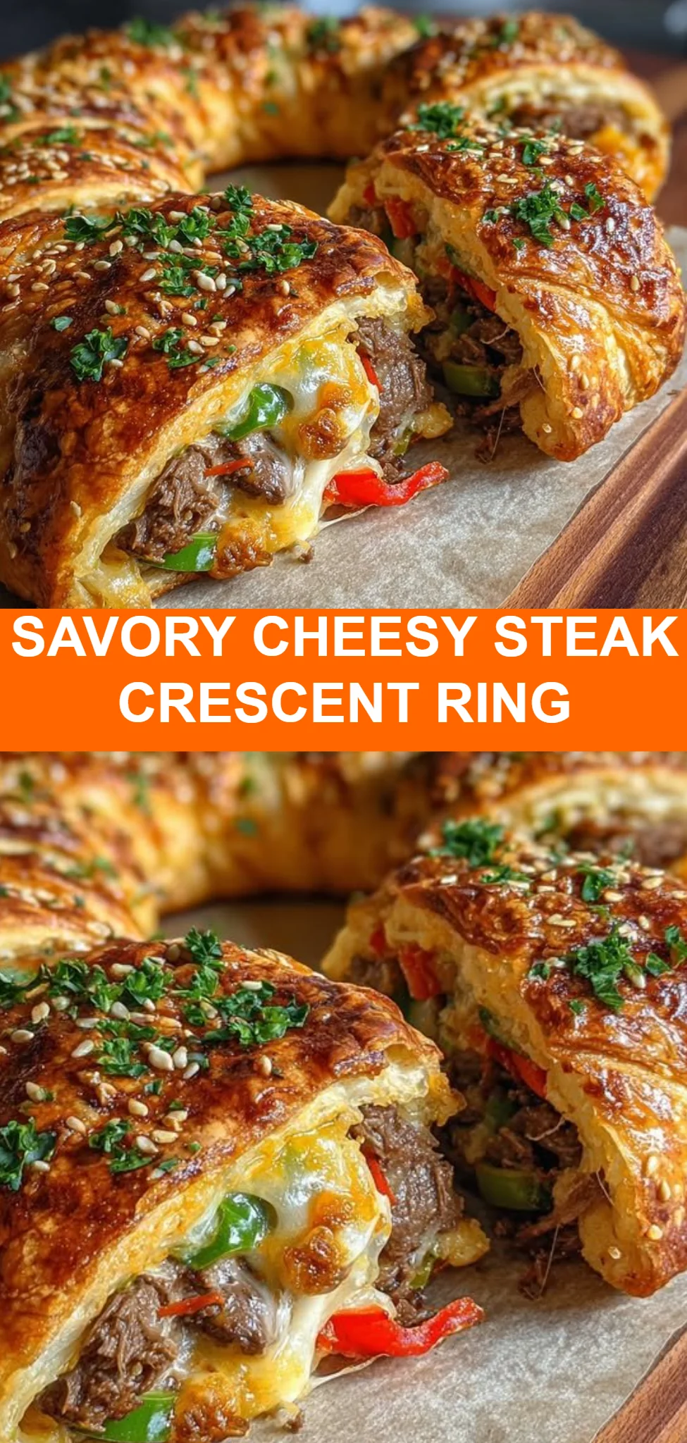 Savory Cheesy Steak Crescent Ring