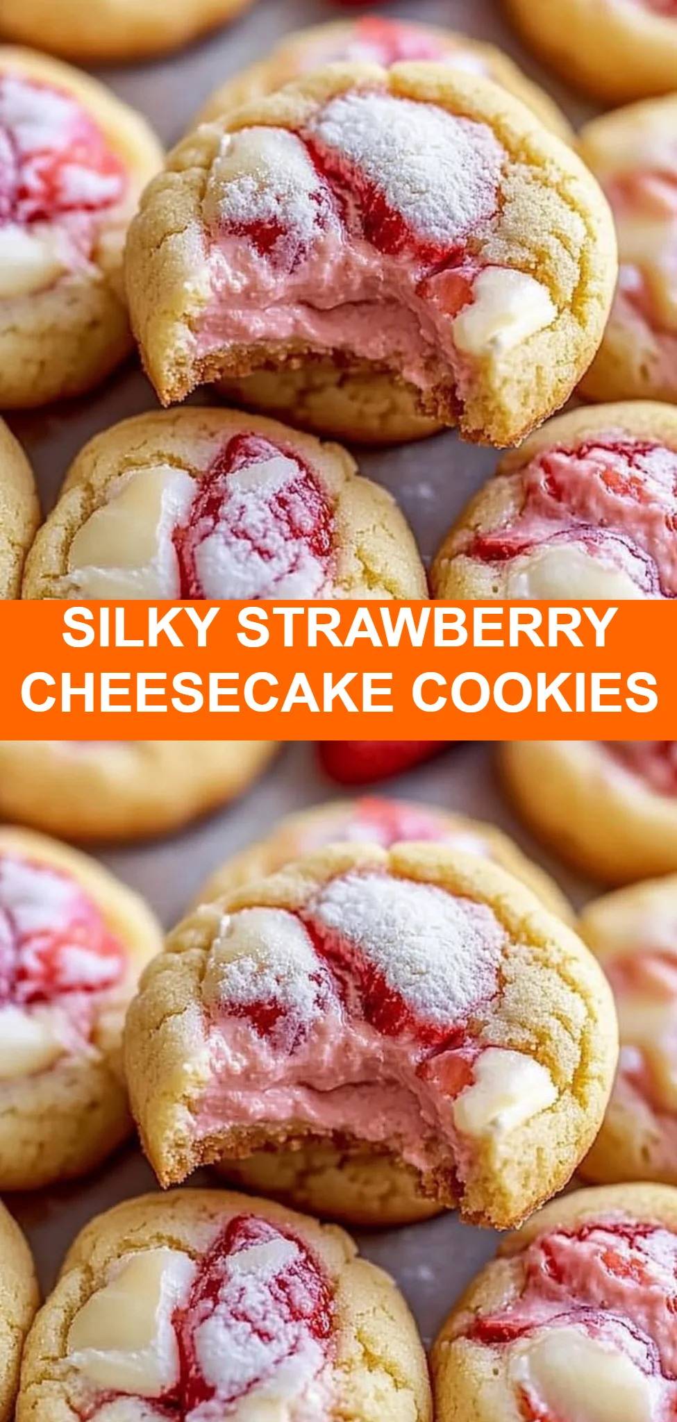 Silky Strawberry Cheesecake Cookies