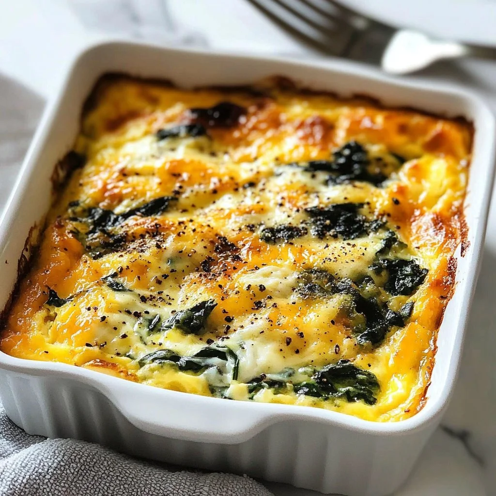 Simple cottage cheese egg bake dish with herbs and vegetables