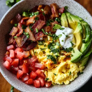Delicious high protein breakfast bowls with eggs, quinoa, and fresh vegetables