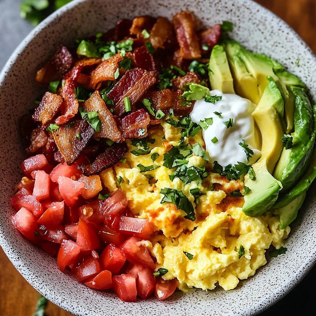Delicious high protein breakfast bowls with eggs, quinoa, and fresh vegetables
