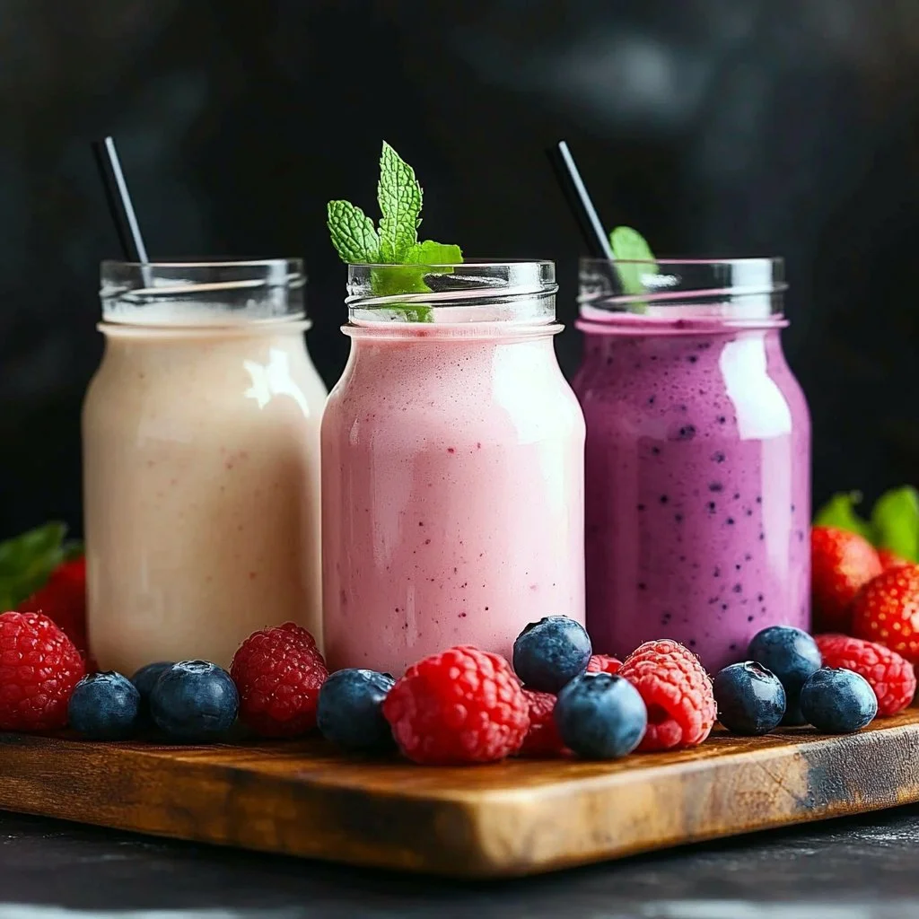 Simple homemade drinkable yogurt in a glass with fresh fruits