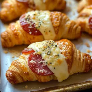 Freshly baked pepperoni crescent rolls ready to be served