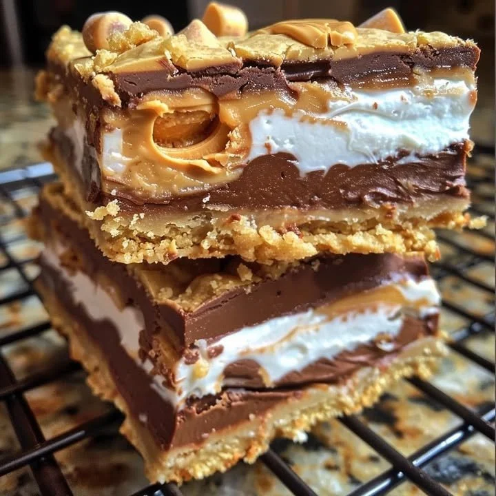 Delicious S'mores Bars with chocolate and marshmallows on a graham cracker base