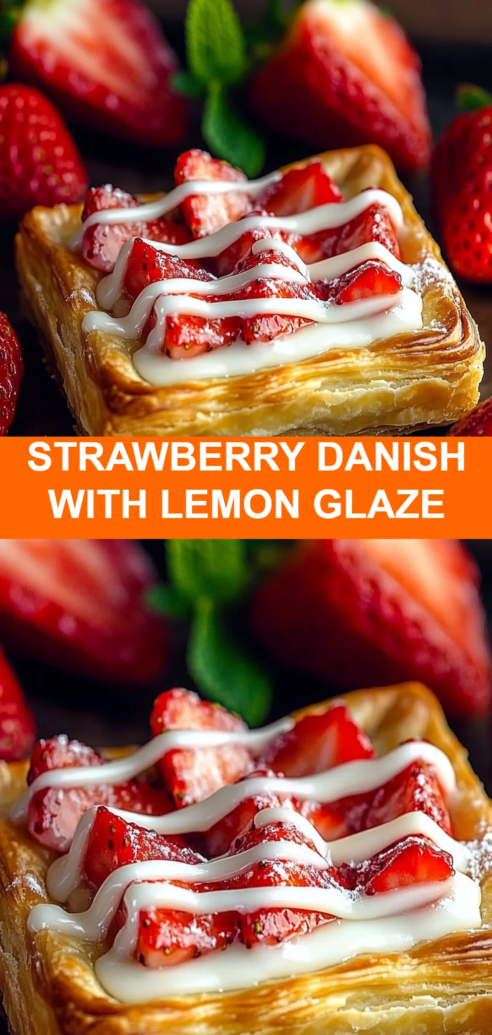 Strawberry Danish with Lemon Glaze