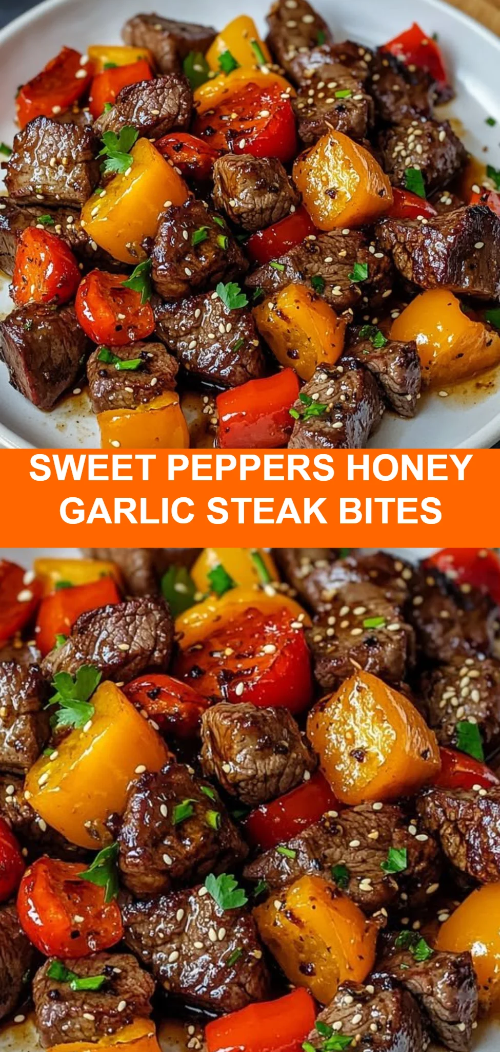 Sweet Peppers Honey Garlic Steak Bites