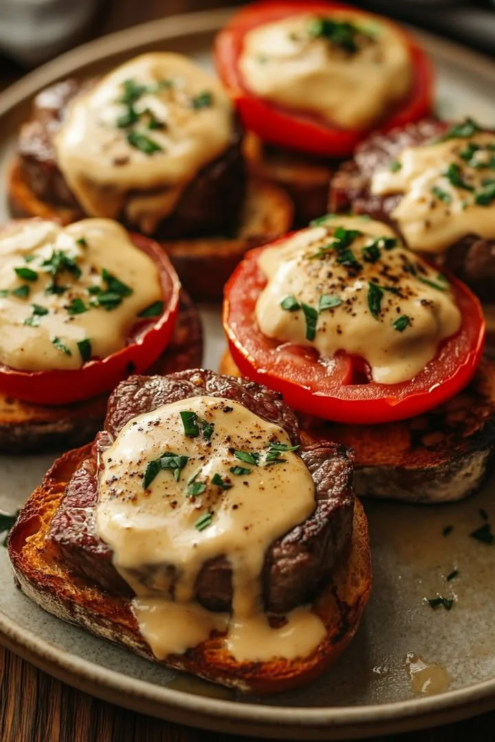 Delicious tender filets served with Bearnaise sauce on fresh bread
