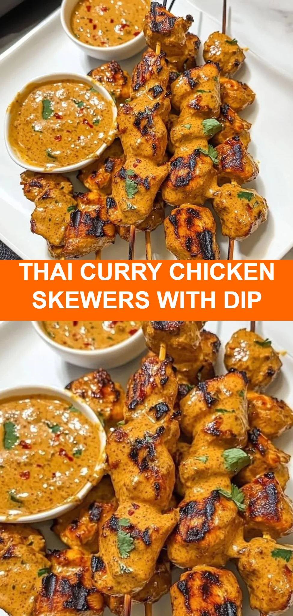 Thai Curry Chicken Skewers with Dip