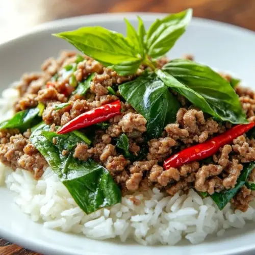 Thai-style ground beef served over rice with vegetables