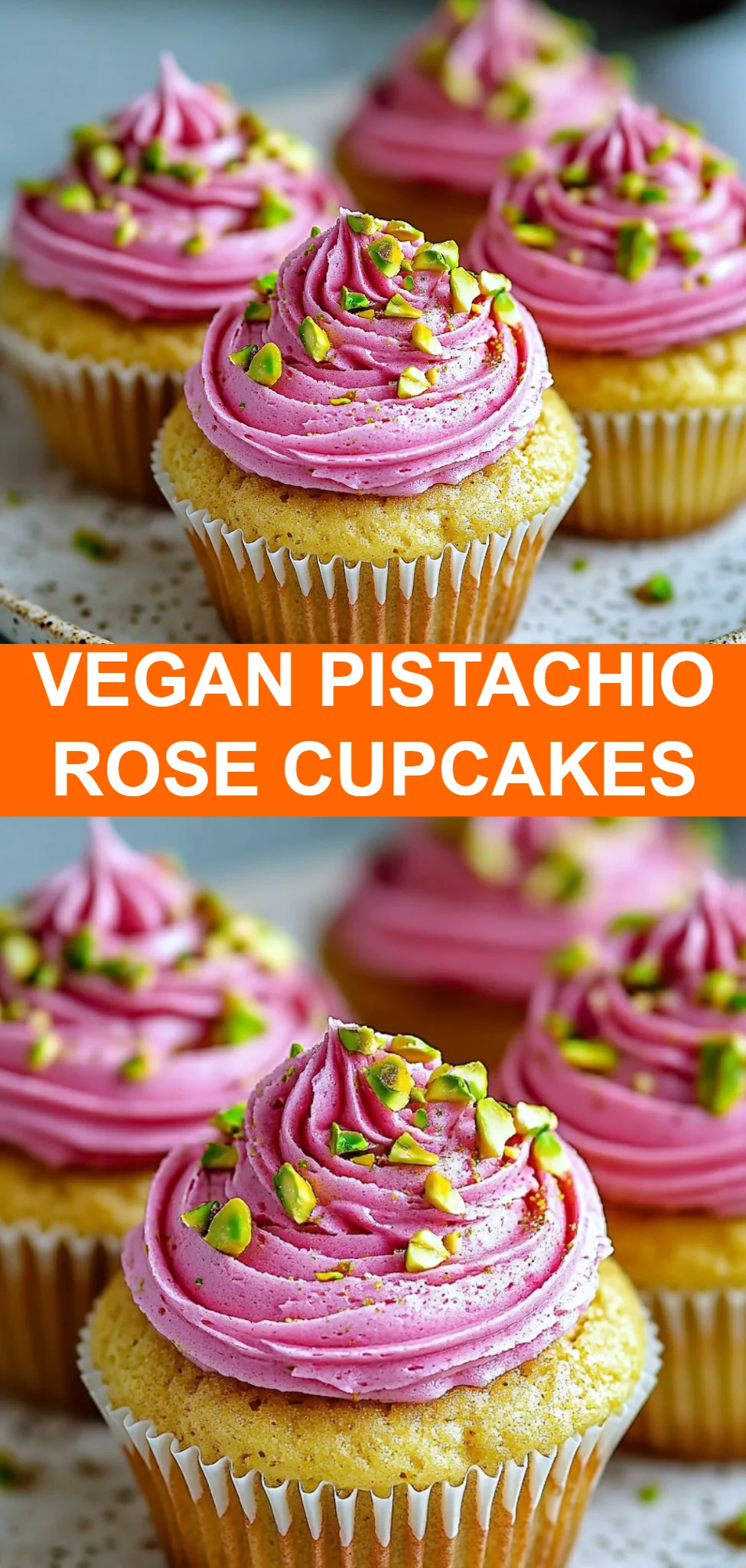 Vegan Pistachio Rose Cupcakes