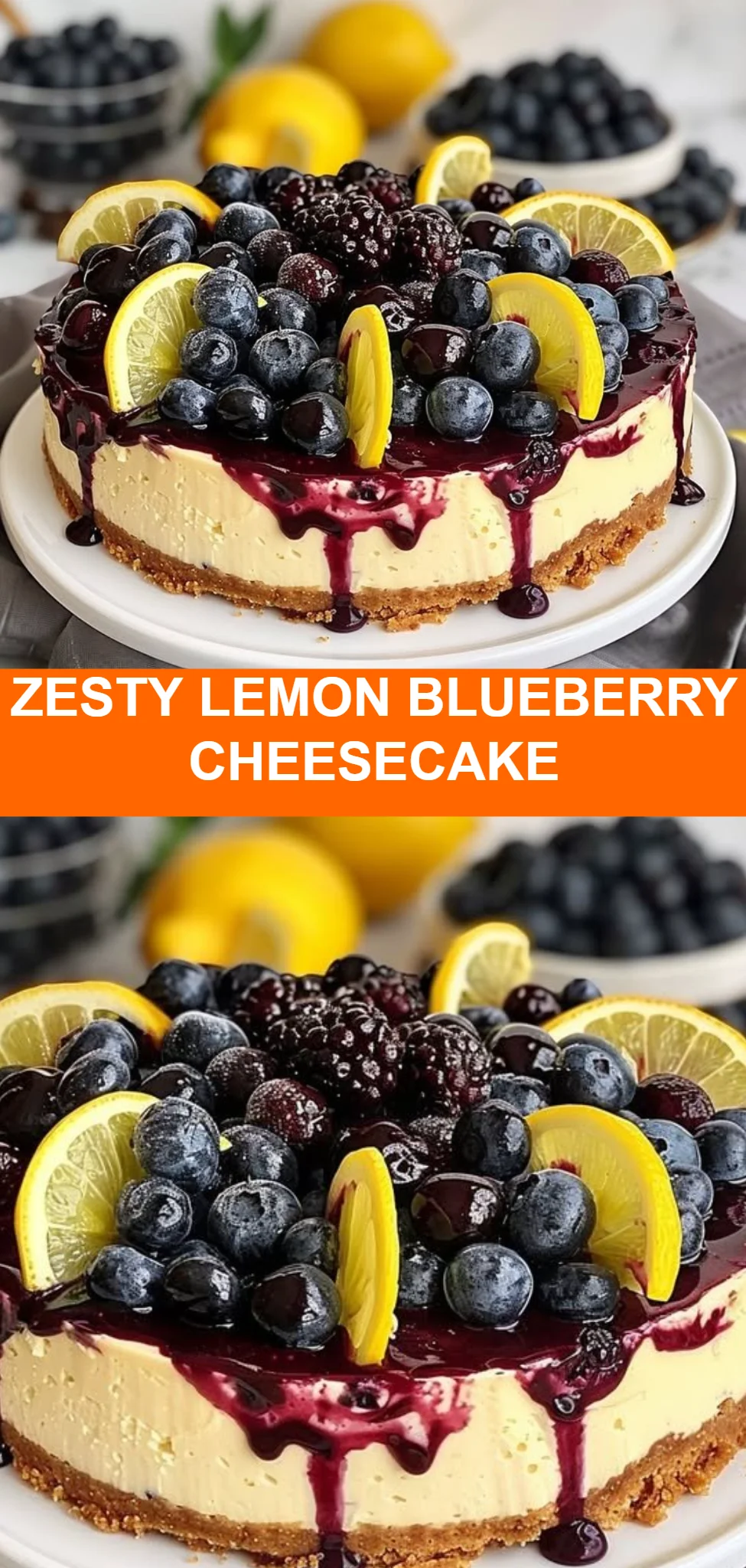 Zesty Lemon Blueberry Cheesecake